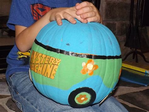 Scooby Doo Mystery Machine pumpkin. So proud he wouldn't put it down for a picture. #Hallow ...