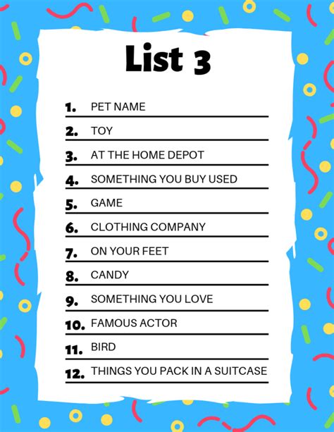 Scattergories Lists to Play With Your Friends | Scattergories lists, Scattergories, Name 5 game ...