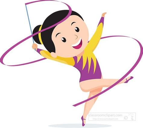 Dance Clipart-female athlete performing rhythmic gymnastics dance with ...