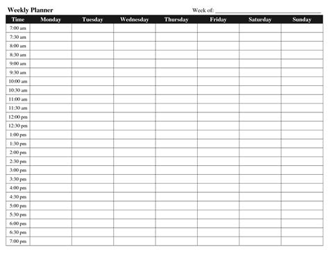 Blank Time Slot Week Schedules | Calendar Template Printable