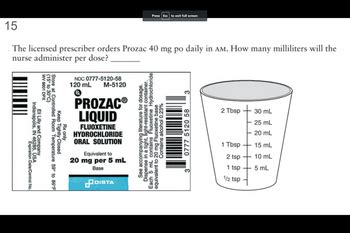 Answered: The licensed prescriber orders Prozac… | bartleby