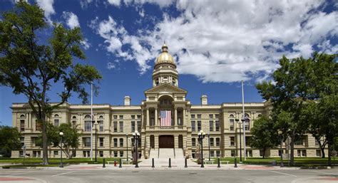 The state capitol in Cheyenne, the largest city in Wyoming. The building's cornerstone was laid ...