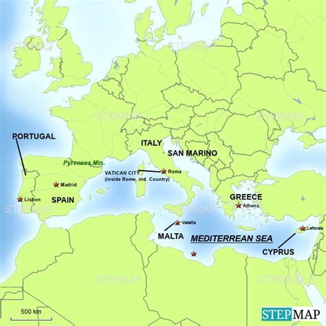 StepMap - Southern Europe - Landkarte für Germany