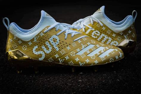 Adidas "LV" "Supreme" Print Custom Football Cleats | Custom football cleats, Custom football ...