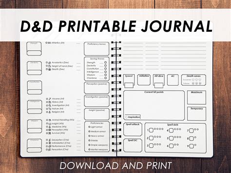 Printable Dnd Character Journal 5e Minimalist Dnd Character - Etsy Australia