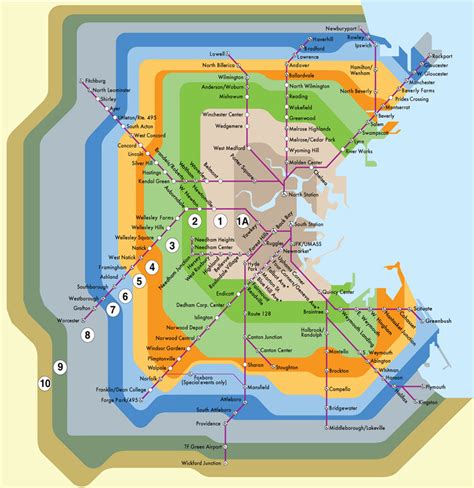 Boston commuter rail network with fare zones ... - Maps on the Web