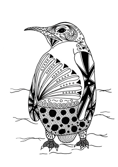 Intricate Penguin Adult Coloring Page | FaveCrafts.com