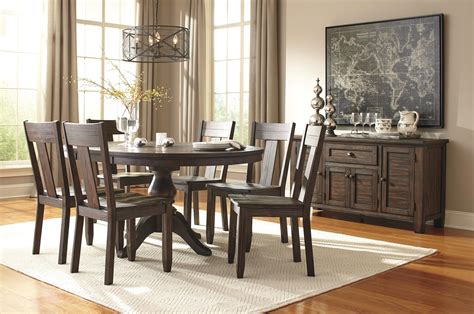 Ashley Signature Design Trudell 7-Piece Oval Dining Table Set with Wood Seat Side Chairs | Dunk ...