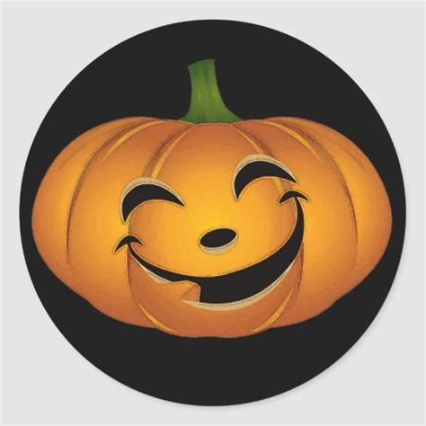 Happy Pumpkin Face for Halloween Fun Classic Round Sticker | Zazzle | Happy pumpkin faces ...