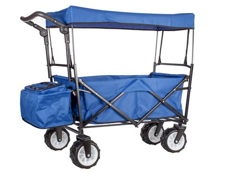 BLUE OUTDOOR PUSH FOLDING WAGON CANOPY GARDEN UTILITY TRAVEL CART ALL ...