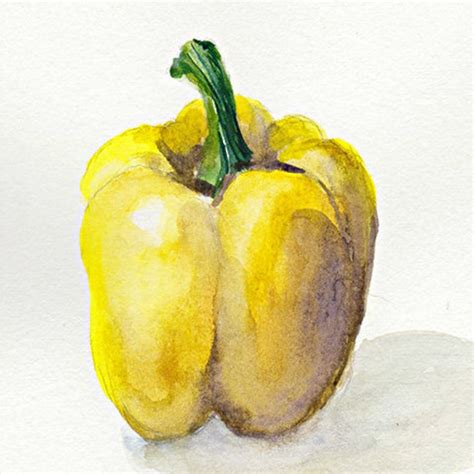 Yellow Bell Pepper In Watercolors Print Kitchen Art/Pepper | Etsy