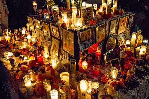 altar de muertos, glass candles, dia de los muertos