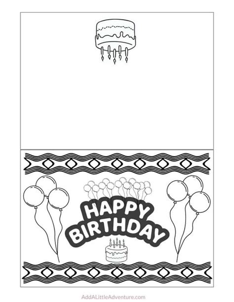 Foldable Happy Birthday Card to Color | Coloring birthday cards ...