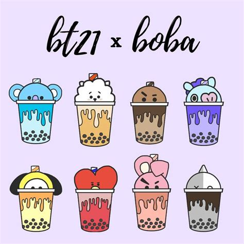 Pin Oleh Army Bts Di Bt21 | Seni Buku, Kartu Lucu | Boba, Bubble tea ...