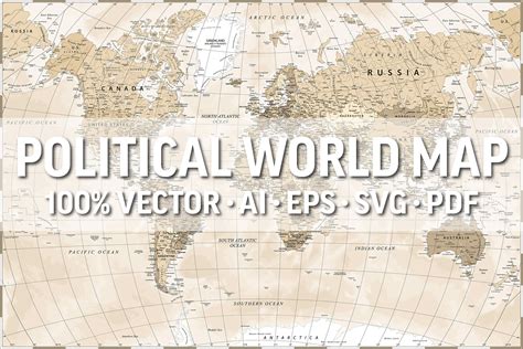 World Map Vector. Political Worldmap | Education Illustrations ~ Creative Market