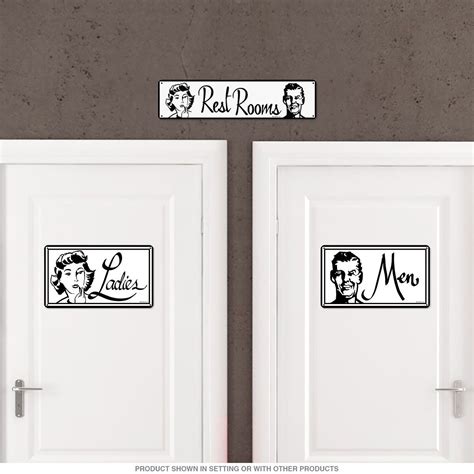 Restrooms Vintage Steel Sign | Vintage bathrooms, Bathroom inspiration colors, Steel signs