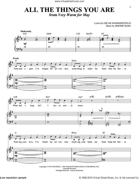 All The Things You Are sheet music for voice and piano (Soprano)