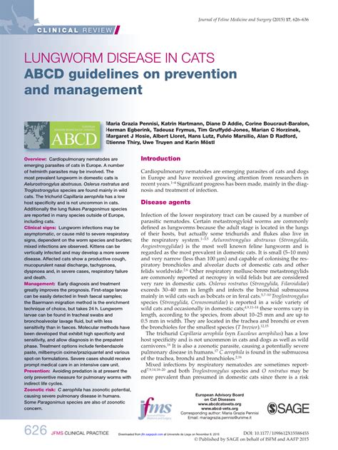 LUNGWORM DISEASE in CATS ABCD Guidelines on Prevention and Management ...