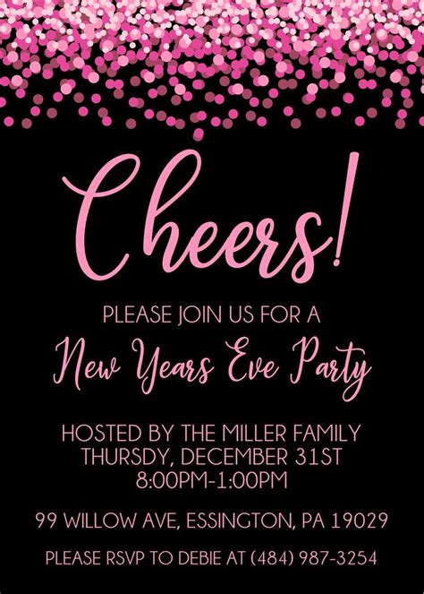 Pink And Black New Years Eve Party Invitations | New years eve party, Eve parties, Free ...