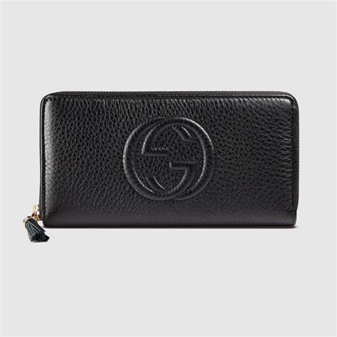 Gucci Black Leather Zip Around Wallet | semashow.com