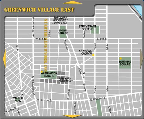 East Greenwich Village New York City Tourist Map - Tomkins Square NYC ...