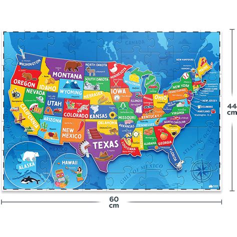 United States Pattern Puzzle for Kids Map Puzzle 50 States with Capitals