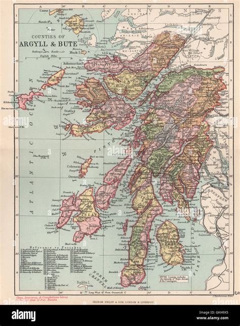 'Counties of Argyll & Bute'. Argyllshire & Buteshire. BARTHOLOMEW, 1891 ...