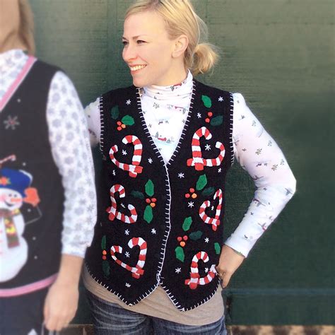 Candy Cane Hearts Tacky Ugly Christmas Sweater Vest - The Ugly Sweater Shop