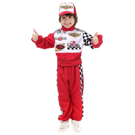 Fitto - Kids Racer Cosplay Race Car Driver Costume Set - Red