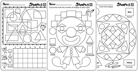 Shapes and Colors Worksheets for Kindergarten Students. TeachersMag.com