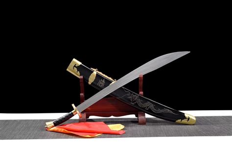 WuShu dao,Handmade(Stainless steel flexible blade,Black scabbard)Kung ...