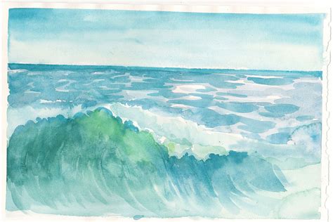 Watercolor sea waves illustration. Sea background. By Artha Graphic Design Studio | TheHungryJPEG