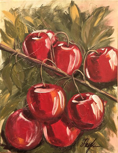 Original Acrylic Painting of Cherry Fruit Painting Cherry Original Art Food Painting Acrylic ...