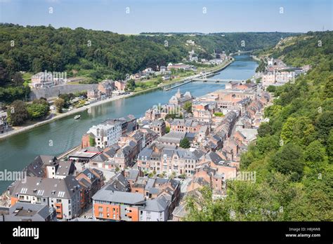 Aerial view Dinant along river Meuse in Belgium Stock Photo - Alamy