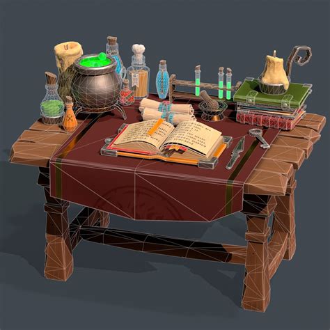 Stylized Alchemy Table Low Poly Game Ready PBR Model - TurboSquid 2011275