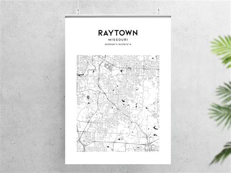 Raytown Map Poster Raytown Map Print Wall Art Mo City Map | Etsy