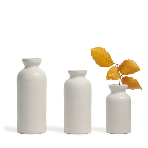 Small, Medium & Large White Ceramic Bottle Vase | Stoneware Bottle ...