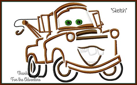 Tow Mater the Tow Truck From Cars Digital Embroidery Machine - Etsy