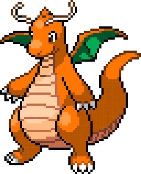 Dragonite pixel art by RockAlves on DeviantArt