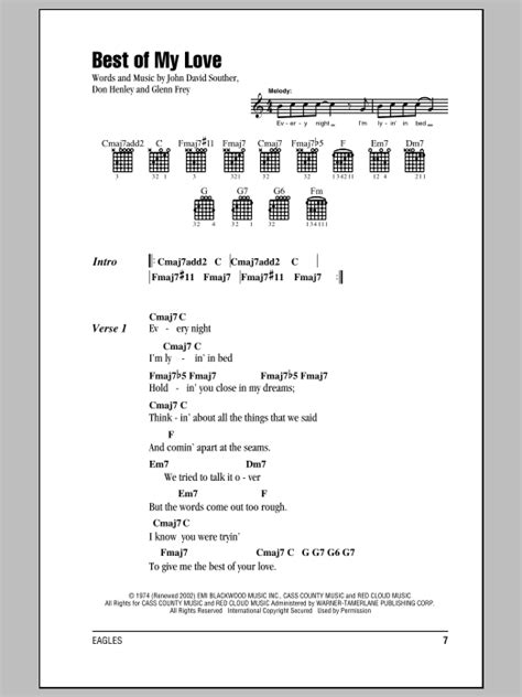 Best Of My Love by Eagles Sheet Music for Guitar Chords/Lyrics at Sheet ...