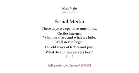 Social Media by Max Vale - Hello Poetry