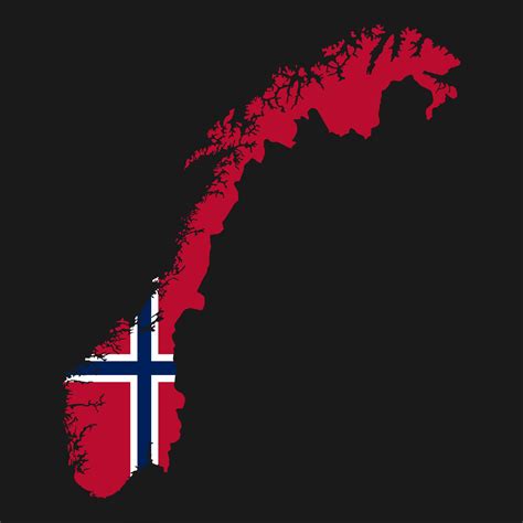 Norway map silhouette with flag on black background 3330744 Vector Art ...