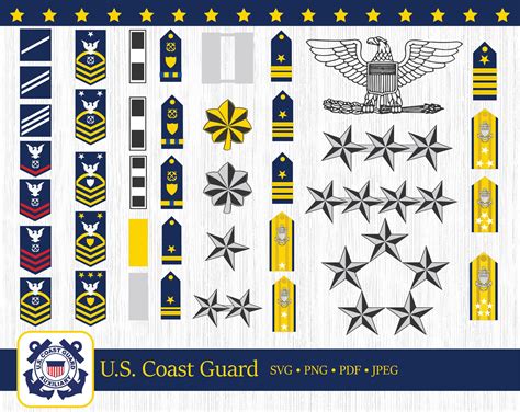 Coast Guard Ranks Army Military Ranks Coast Guard SVG Coast | Etsy