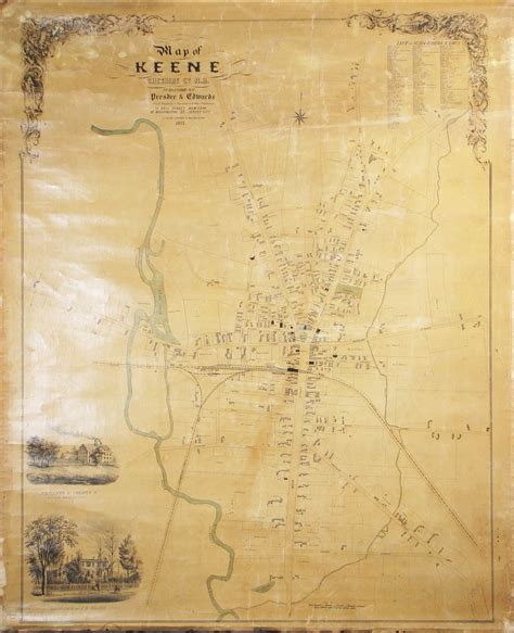 Scarce map of Keene, New Hampshire - Rare & Antique Maps