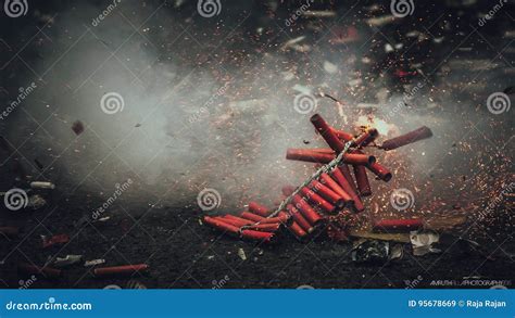 Diwali Fireworks Bijli Bursting in Action Stock Image - Image of indian ...