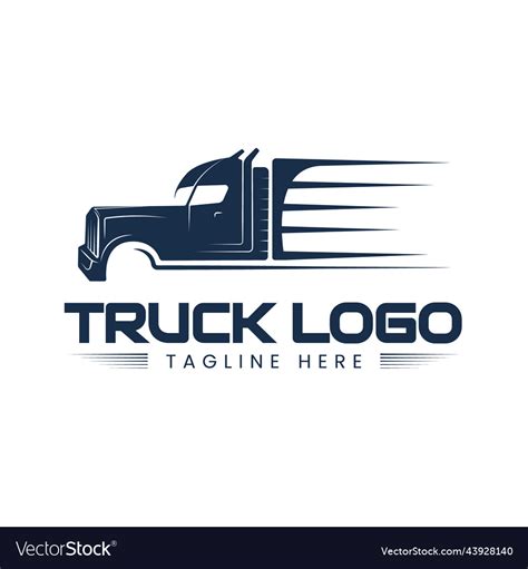 Semi truck logo side view silhouette Royalty Free Vector