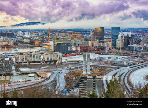 Oslo Norway, city skyline at business district and Barcode Project Stock Photo - Alamy