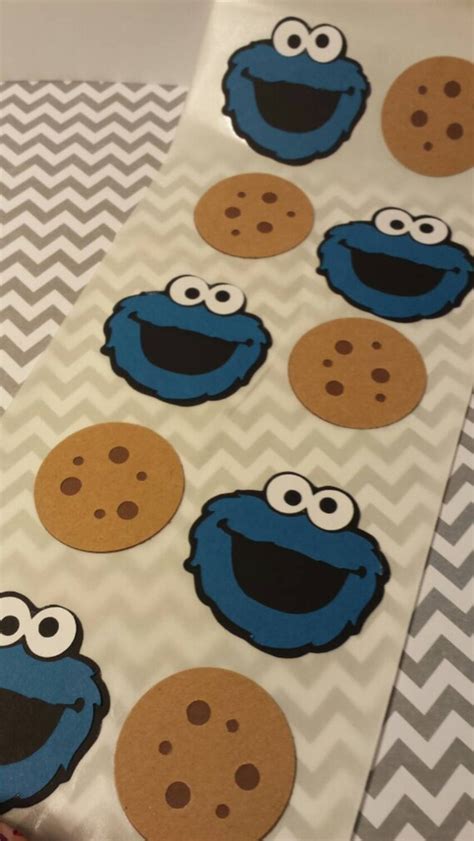 Cookie Monster Head and Cookies Stickers Cut Outs Set of 10 2