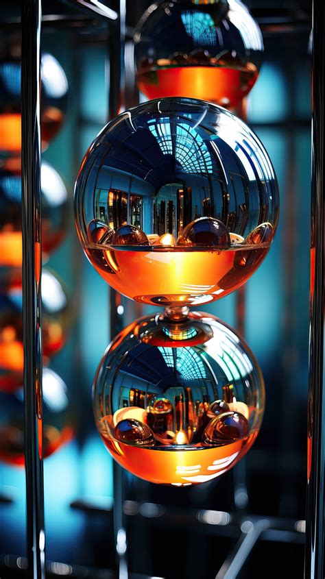 The enchanting sight of glass spheres, their mirrored surfaces forming an abstract, geometric ...