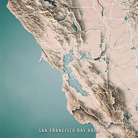 San Francisco bay topographic map - Map of San Francisco bay topographic (California - USA)